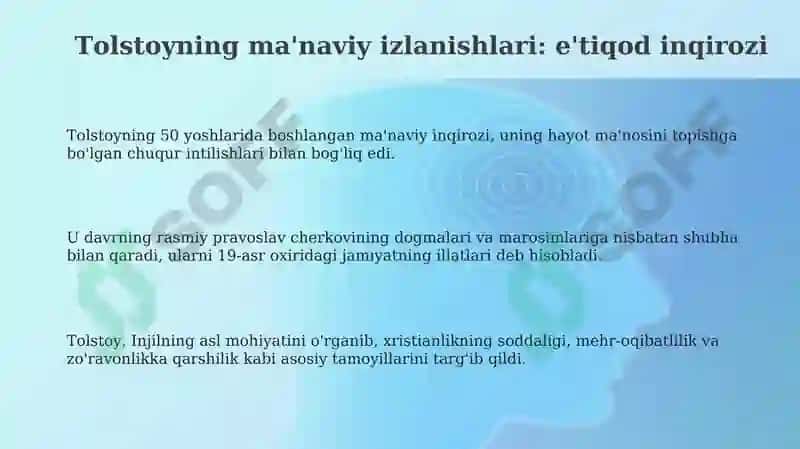 Lev Tolstoyning iqrornoma asaridagi diniy e'tiqodlarni tahlil qilish 3