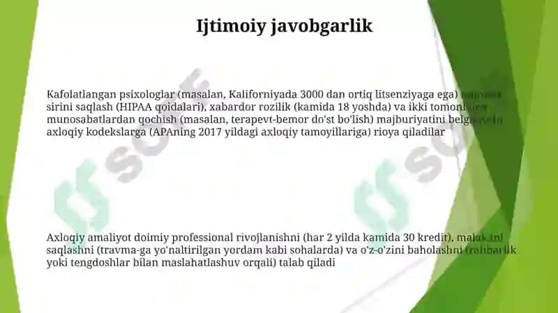 Amaliyotchi psixologning etikaviy tamoyillari 3