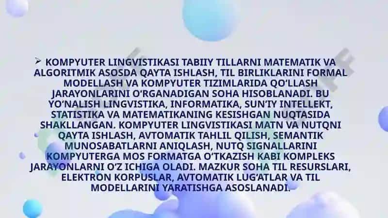 Kompyuterlingvistikasi tarmoqlari 3