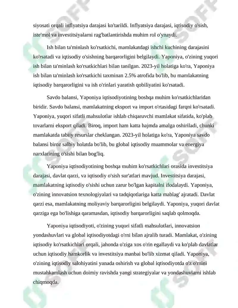 YAPONIYA DAVLATINING MAKROIQTISODIY KO‘RSATKICHLARI TASNIFI 3