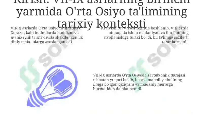 VII-IX asrning birinchi yarmigacha O‘rta Osiyoda maktablar ta'biyatining tarixiy asoslari 3