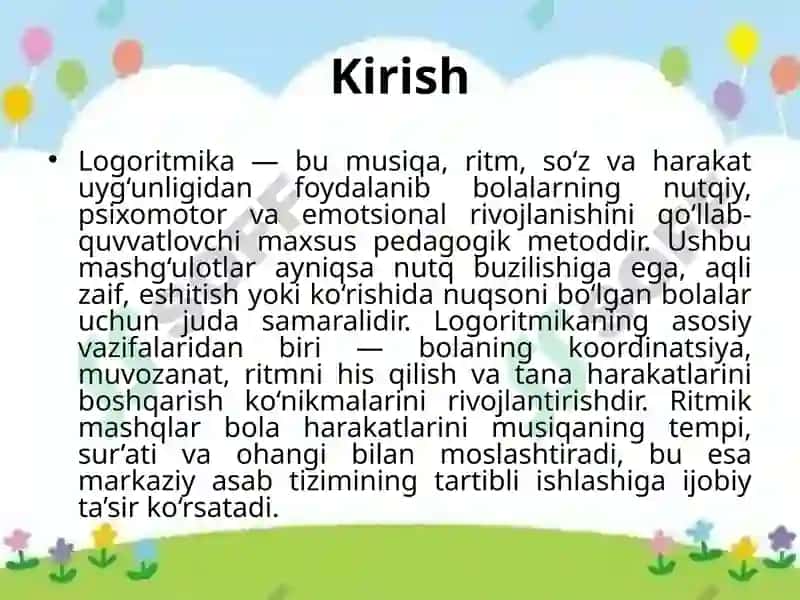 Logoritmika mashg'ulotlari 3