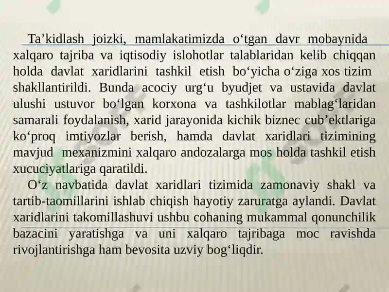 DAVLAT XARIDINI TASHKIL ETISHNING HUQUQIY ASOSLARI 3