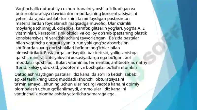 Kanalga vaqtinchalik plomba qoʻyish 3