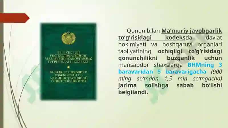 Oʻzbekiston Respublikasining ayrim qonun hujjatlariga oʻzgartish va qoʻshimchalar kiritish, shuningdek ayrim qonun hujjatlarini oʻz kuchini yoʻqotgan deb topish toʻgʻrisida 3