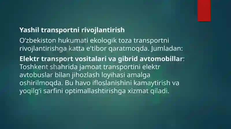 Transport sohasida atrof-muhitni muhofaza qilish 3