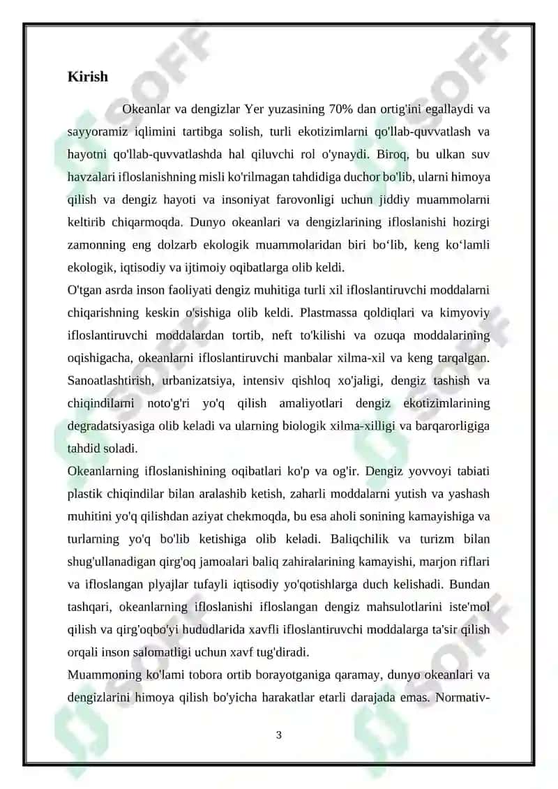 DUNYO OKEANI VA DENGIZLARNING IFLOSLANISHI VA ULARNI MUHOFAZA QILISH MUAMMOLARI 3