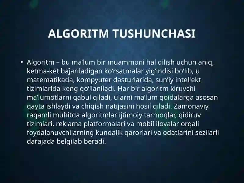Algoritmlarvafoydalanuvchixatti-harakati 3
