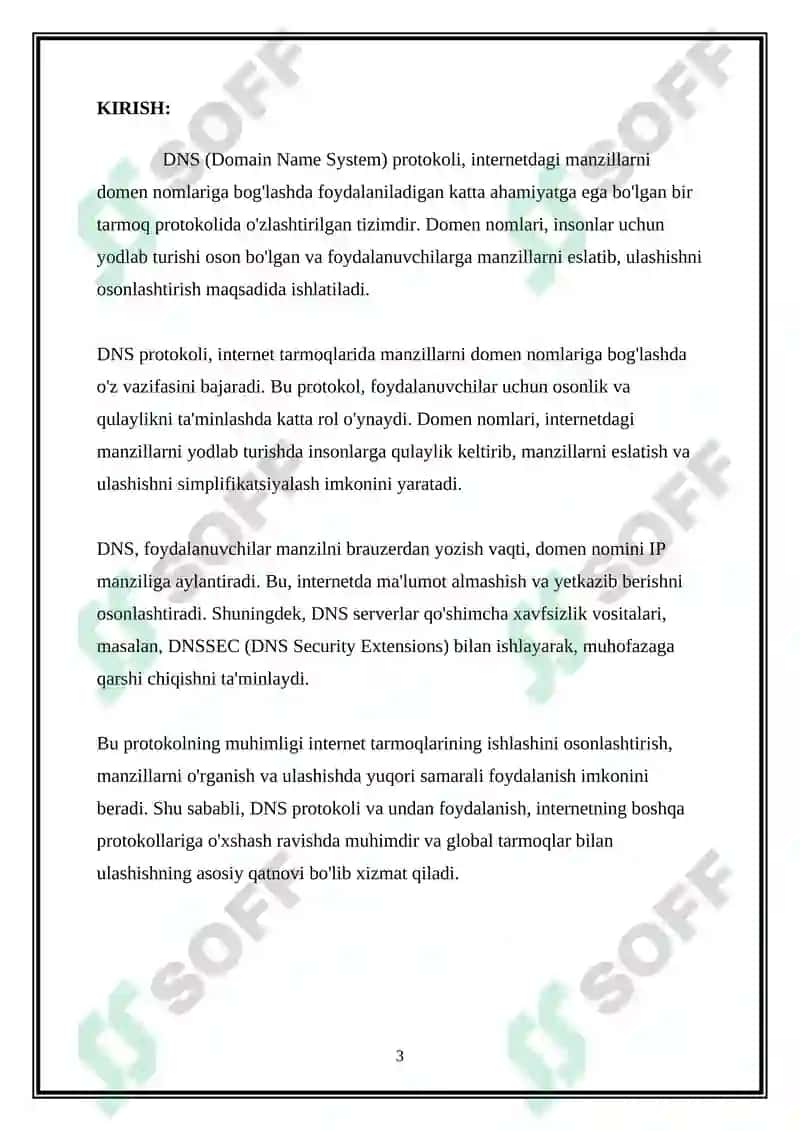 DNS (DOMAIN NAME SYSTEM) PROTOKOLI VA UNDAN DOMEN NOMLARINI HAL QILISHDA FOYDALANISH 3