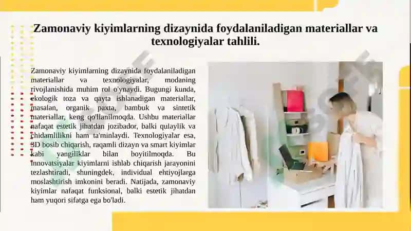 Zamonaviy kiyimlarning dizaynida foydalaniladigan materiallar va texnologiyalar tahlili 3