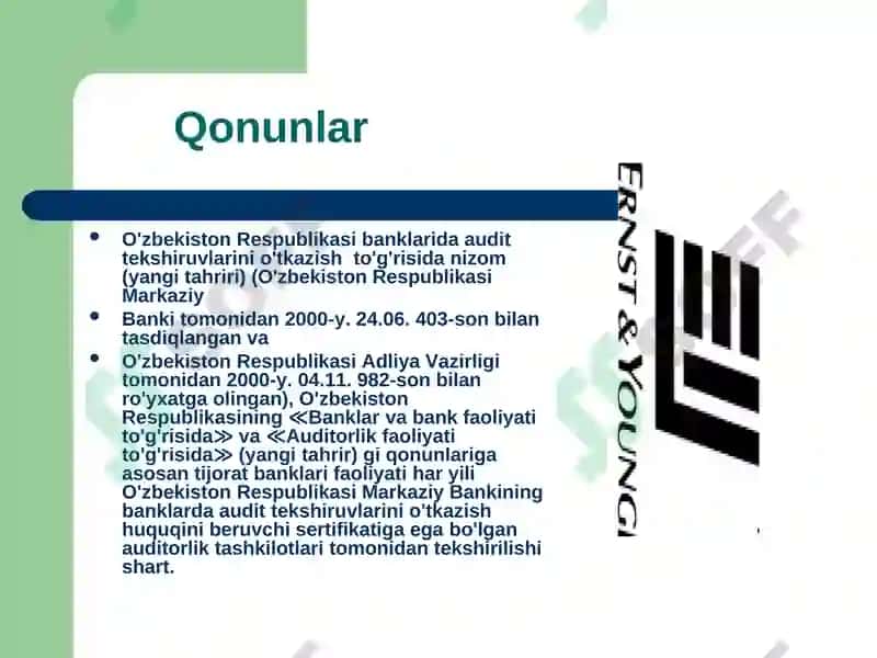Bank auditifanining predmeti, metodiva vazifalari 3