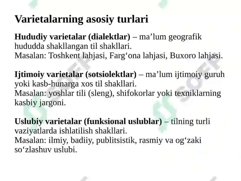 Tilning turlari (Varietylari) 3