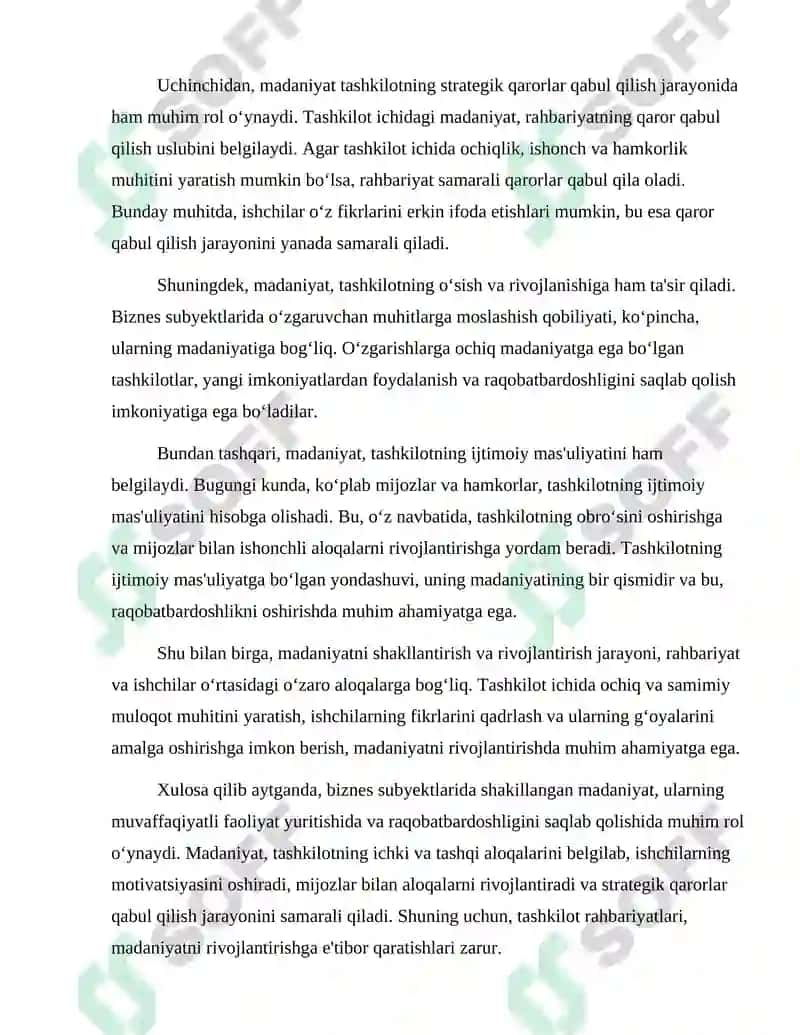 Biznes Subyektlarida Shakillangan Madaniyat 3