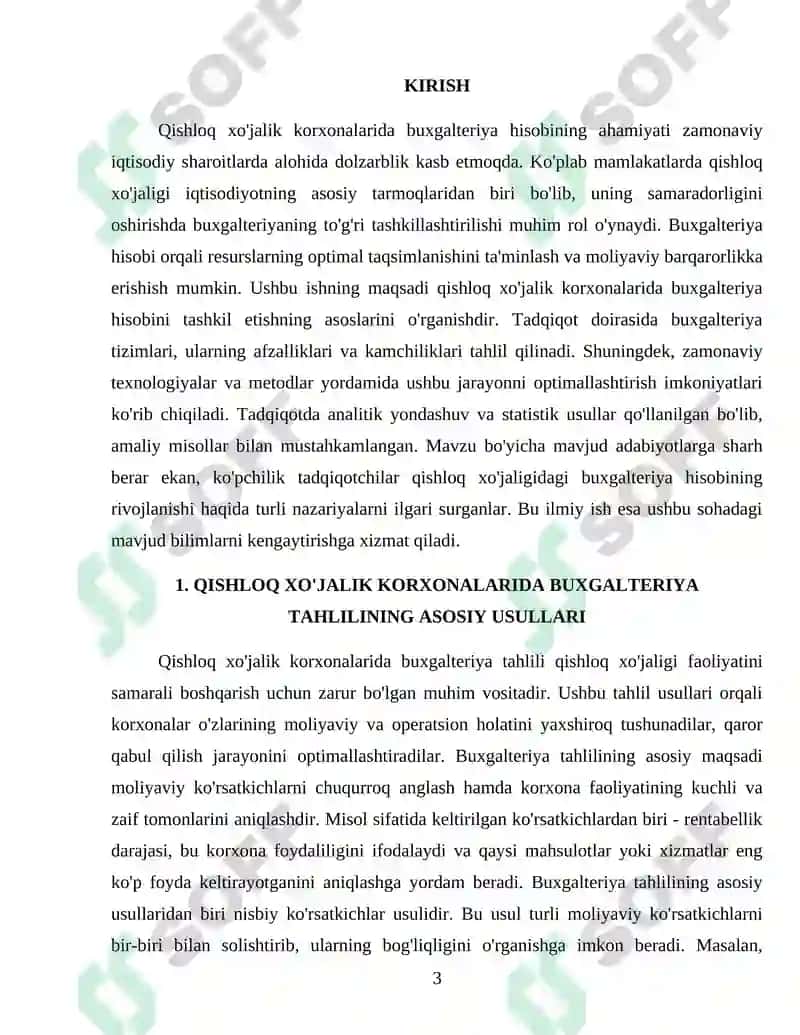 Qishloq xo'jalik korxonalarida buxgalterya analiyiz tashkillashtirish asoslari. 3