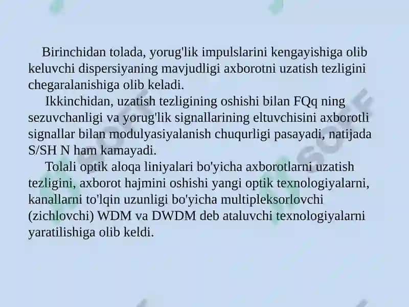 To‘lqinlizichlashtirishlitolalioptikaloqatizimlari 3