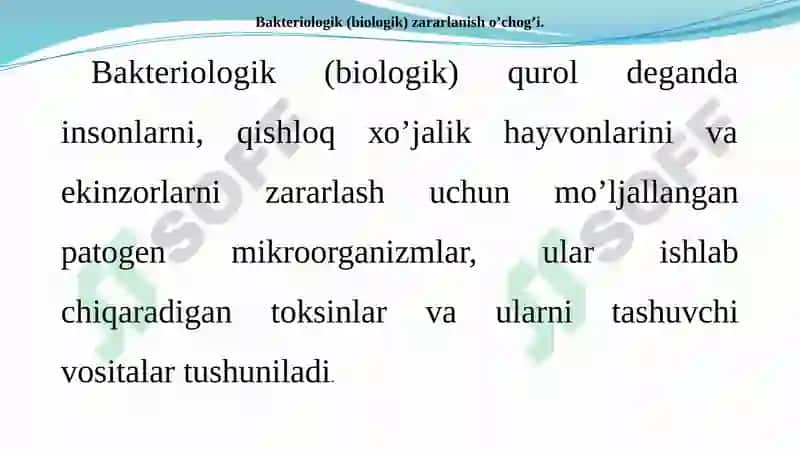 Bаkteriоlоgik (biоlоgik) Vositalar Bilan Zаrаrlаngan О’chоqdа Epidemiyagа Qаrshi Chora Tаdbirlаr 3