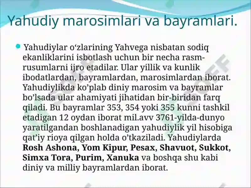 Yahudiylik dinidagi bayramlar 3