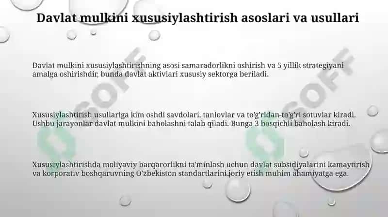 Davlat mulkini xususiylashtirish va boshqarish siyosati 3