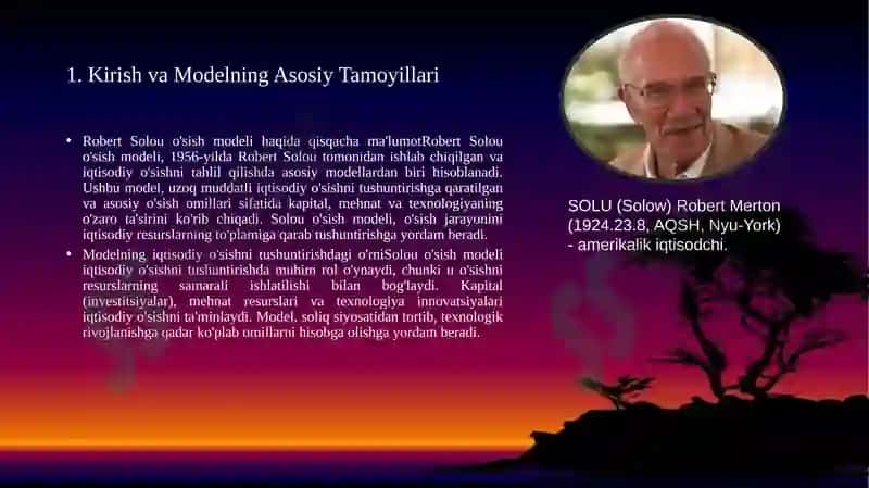 Robert Solou o'sish modeli 3
