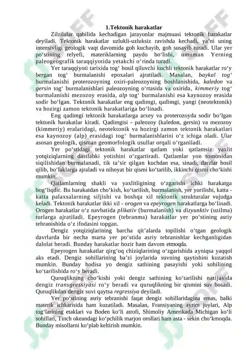 Tektonik Harakatlar va Tektonik Strukturalar 3