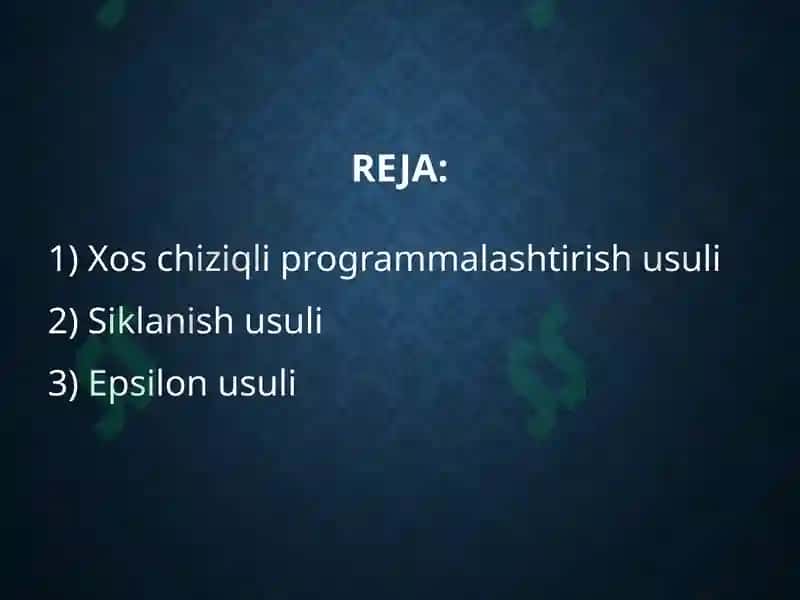 Chiziqli programmalashtirish usullari 3