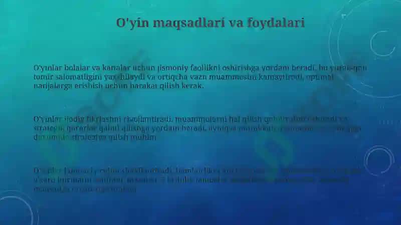 Faol o'yinlarni tashkil etish va o'tkazish asoslari 3