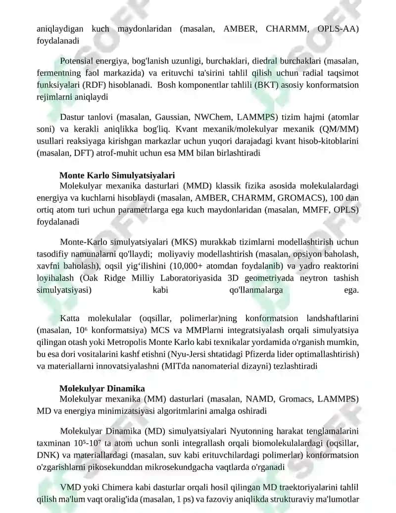 Malekulyar mehanika pragrammasi 3
