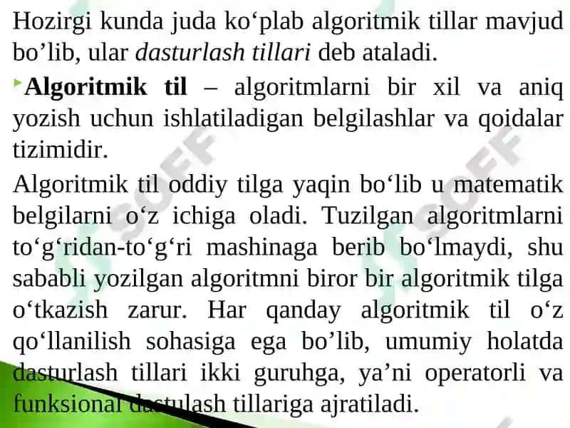 Dastur tushunchasi. Masalani tayyorlash va yechish bosqichlari. Dastur tuzish texnologiyalari. Zamonaviy dasturiy vositalar tasnifi. 3