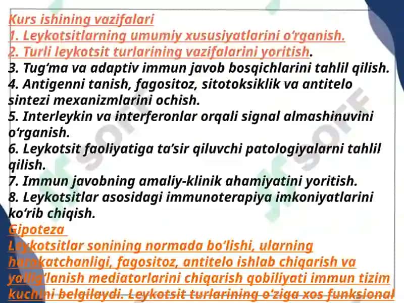 Leykotsitlarning immun javobdagi roli 3