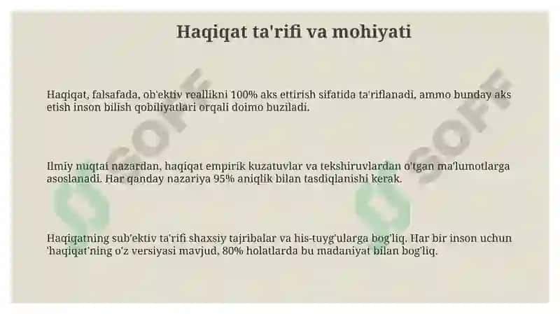 Haqiqat, Til va Tafakkur: Asosiy Aloqalar 3