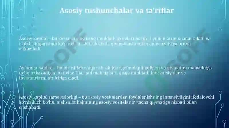 Asosiy va aylanma kapitaldan foydalanish samaradorligi 3