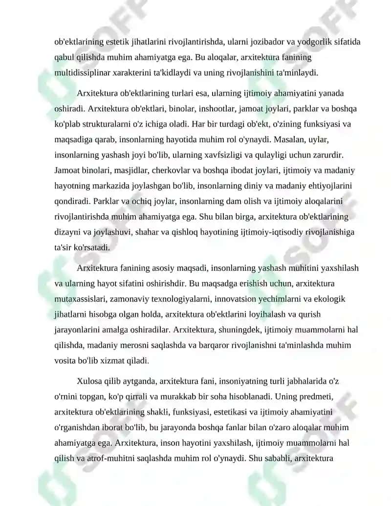 Arxitektura Fanining Predmeti, Maqsadi va Vazifalari 3