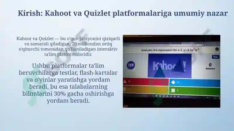 Interaktiv platformalar.Kahoot quizlet 3