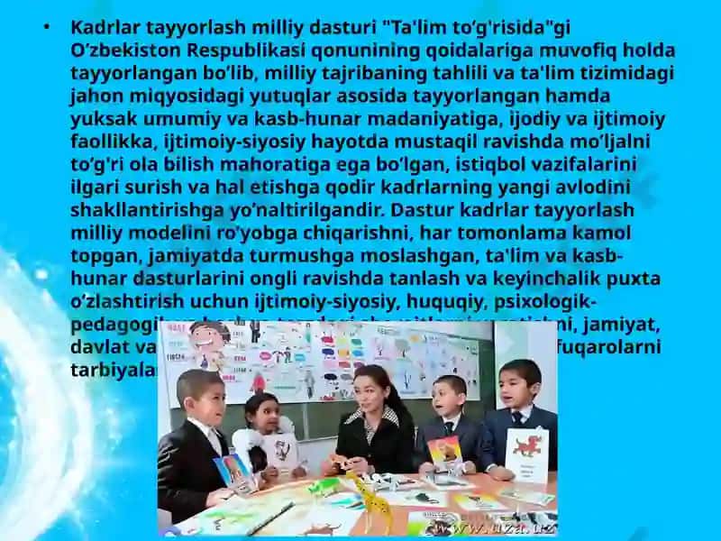 O’zbekiston Respublikasining “Kadrlar tayyorlash milliy dasturi”yangitahriri 3