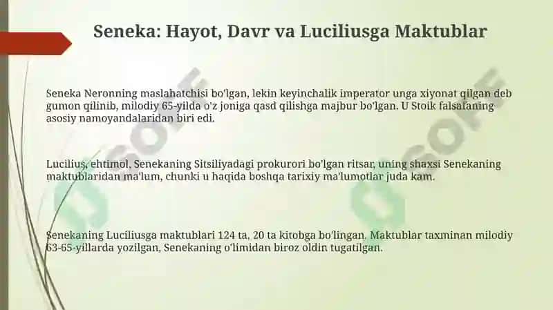 Seneka: Hayot, Davr va Luciliusga Maktublar 3