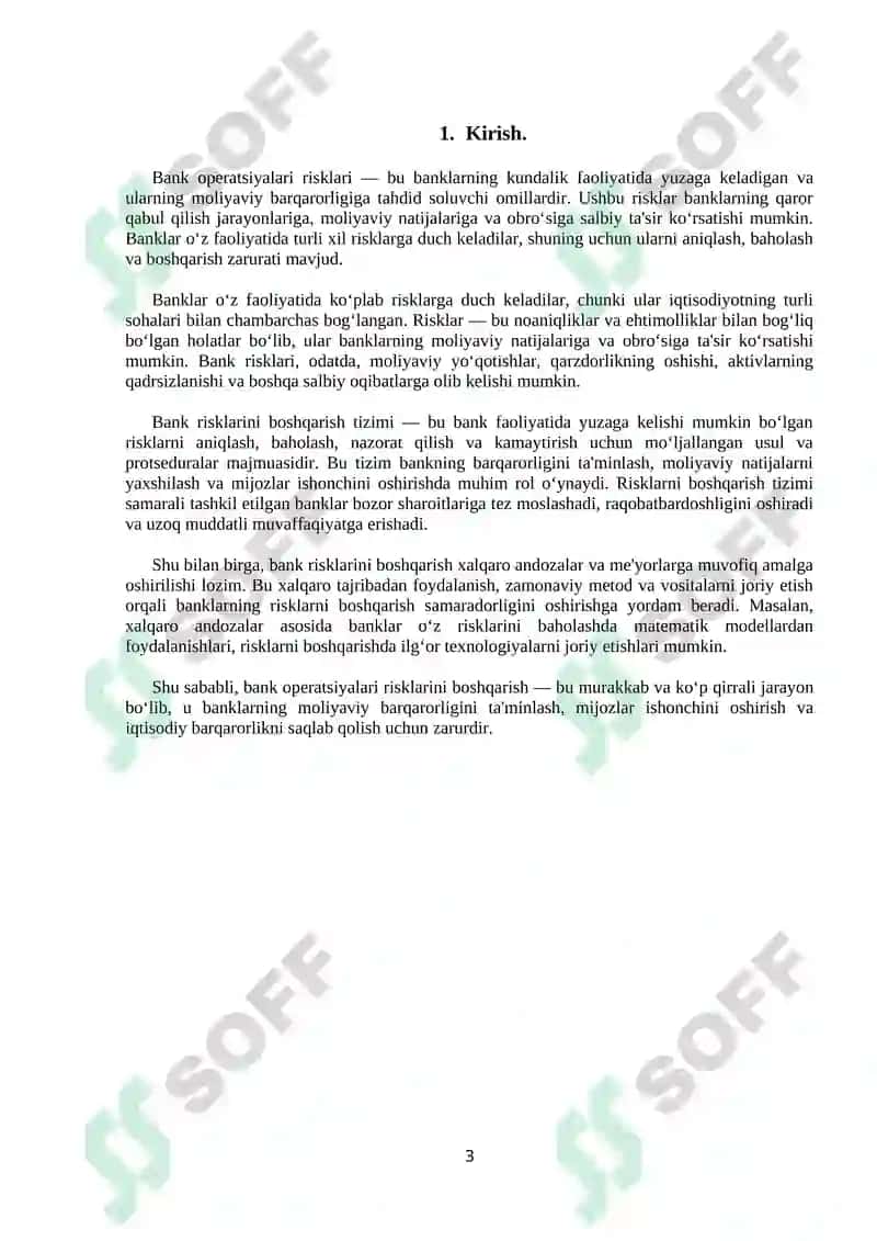 Bank operatsiyalari risklari va ularni paydo bòlish sabablari 3