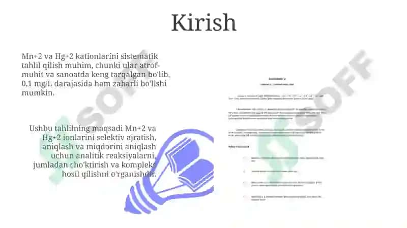 Mn+2 va Hg+2 kationlarini sistematik tahlil qilish sxemasi 3