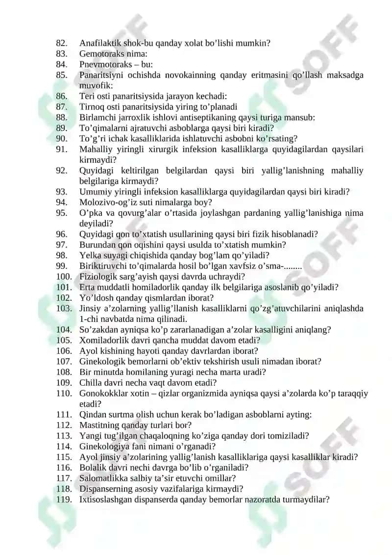 OLIY HAMSHIRALIK ISHI MUTAXASISILIGI BO'YICHA TEST 3