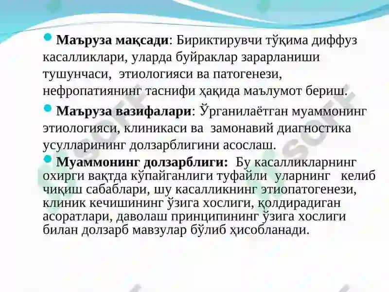 Бириктирувчи тўқима диффуз касалликларида ва ревматоидли артритда буйраклар зарарланиши 3