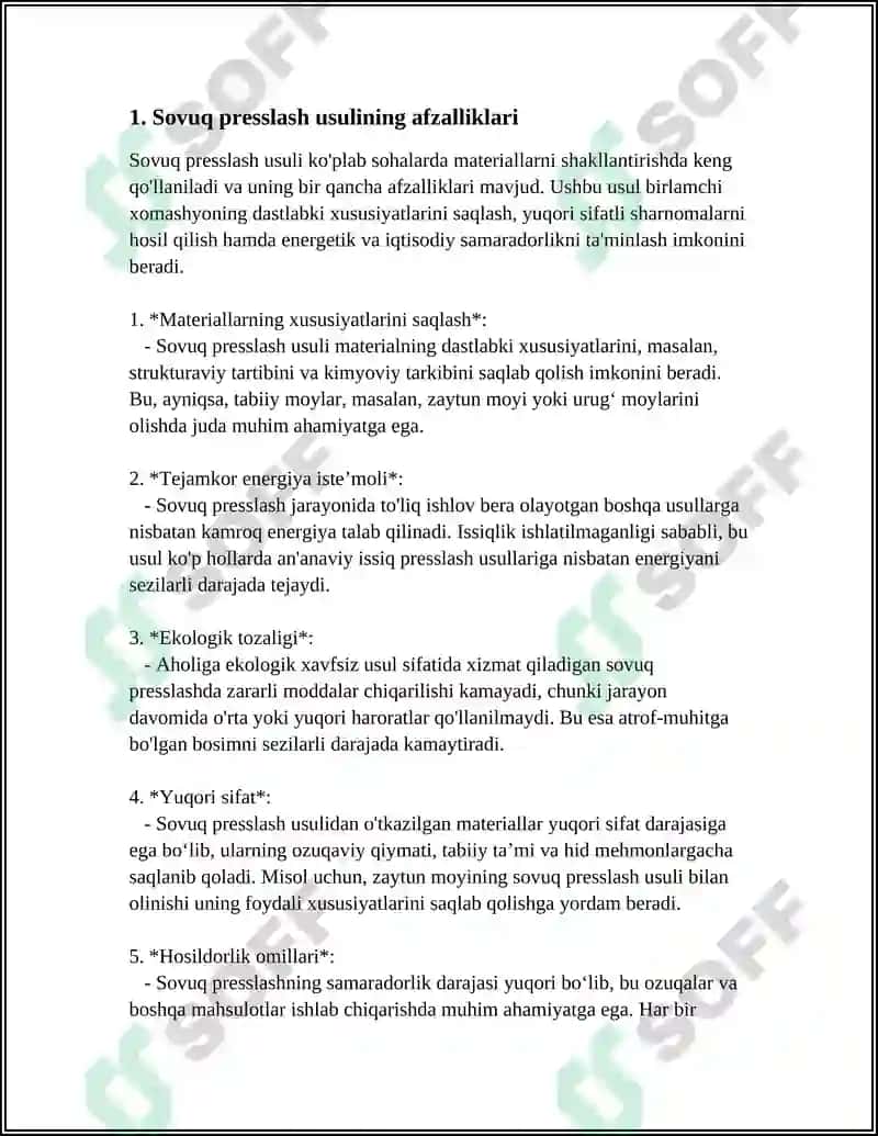 ZAYTUN MOYIDAN SOVUQ PRESSLASH USULI BILAN MOY OLISH TEHNALOGIYASI 3