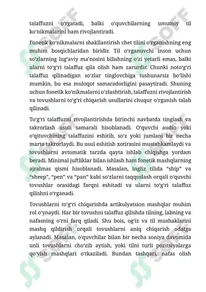 Fonetik ko'nikmalarni shakllantirish, to'g'ri talaffuz va tovushlarni to'g'ri chiqarish 3