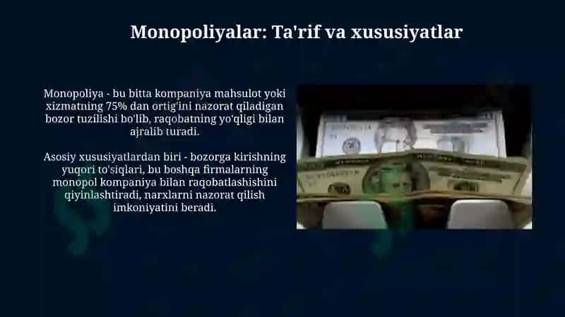 Monopoliyalar: Ta'rif va xususiyatlar 3