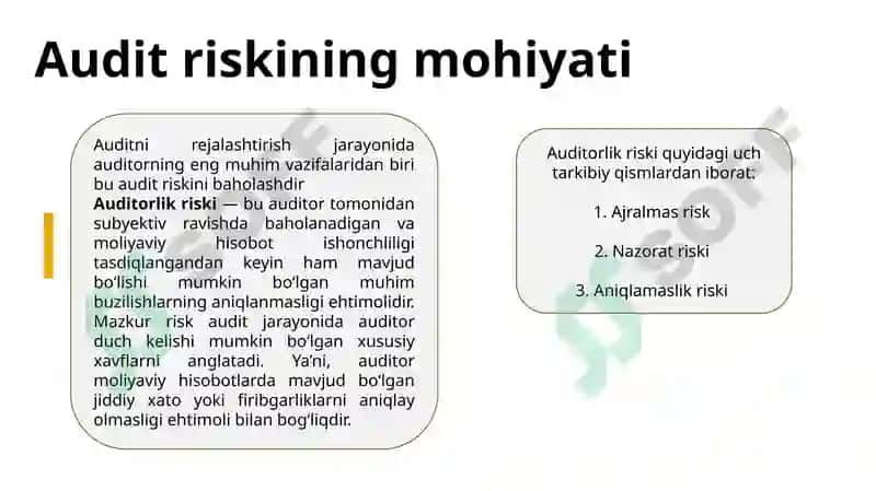 Audit riski va uni baholash usullari 3