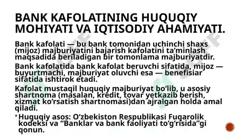 Bank kafolati soliq majburiyatlarining bajarilishini ta’minlash usuli sifatida 3
