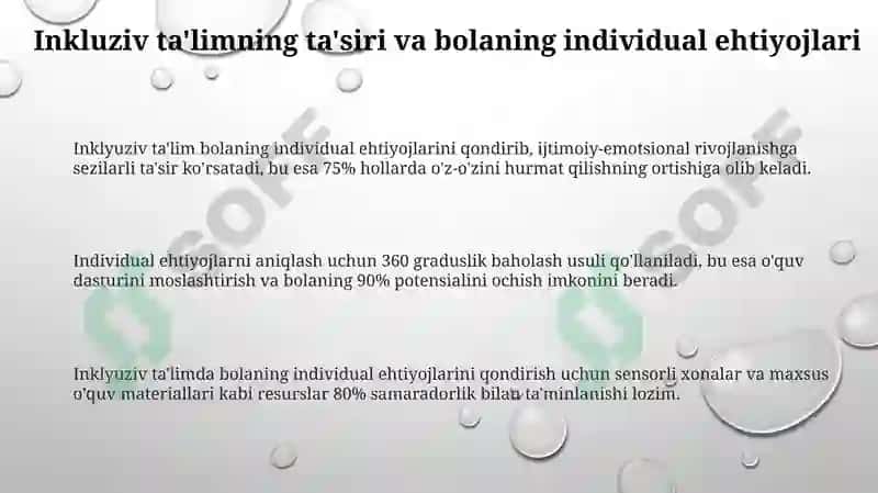 Inklyuziv ta'limdagi bolalarning rivojlantirish omillari 3