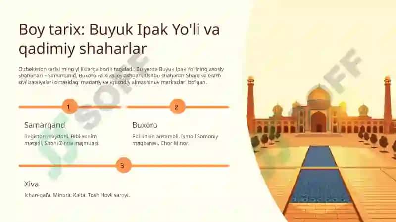 Oʻzbekiston: Qadimgi madaniyat va zamonaviy taraqqiyot chorrahasi 3
