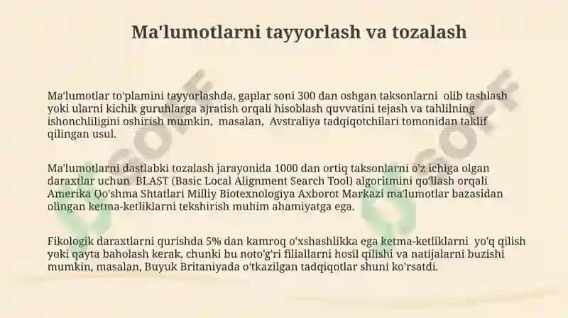 Filogenetik daraxtga oid masala mashq tuzish hamda yechish metodikasi 3