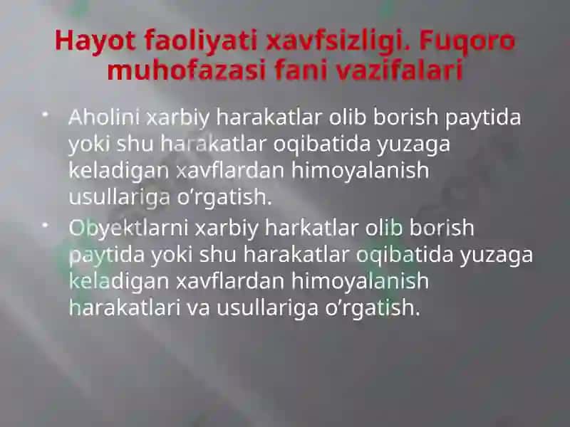 Hayot faoliyatining xavfsizligini asoslari 3