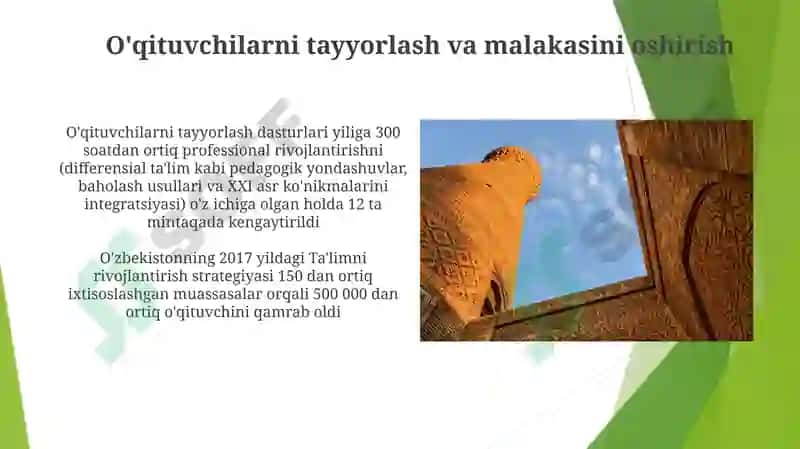 O'qituvchilarni tayyorlash va malakasini oshirish 3