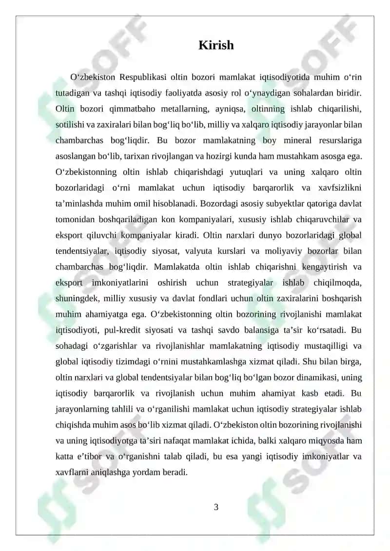 Oltin bozorining mamlakat iqtisodiyotiga ta’siri va rivojlanish strategiyalari 3
